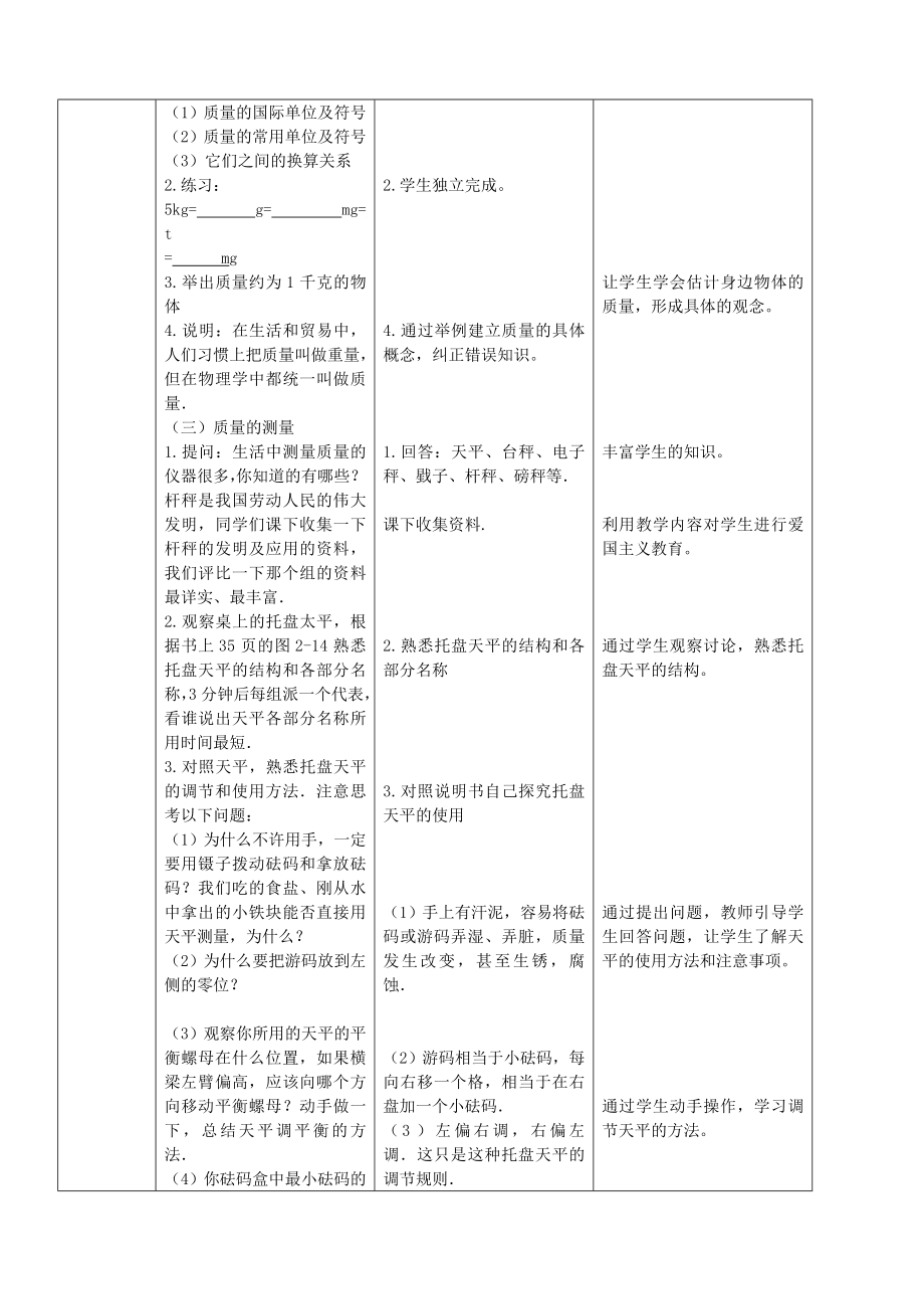 北师大版《2.2物体的质量及其测量》教学设计_第3页