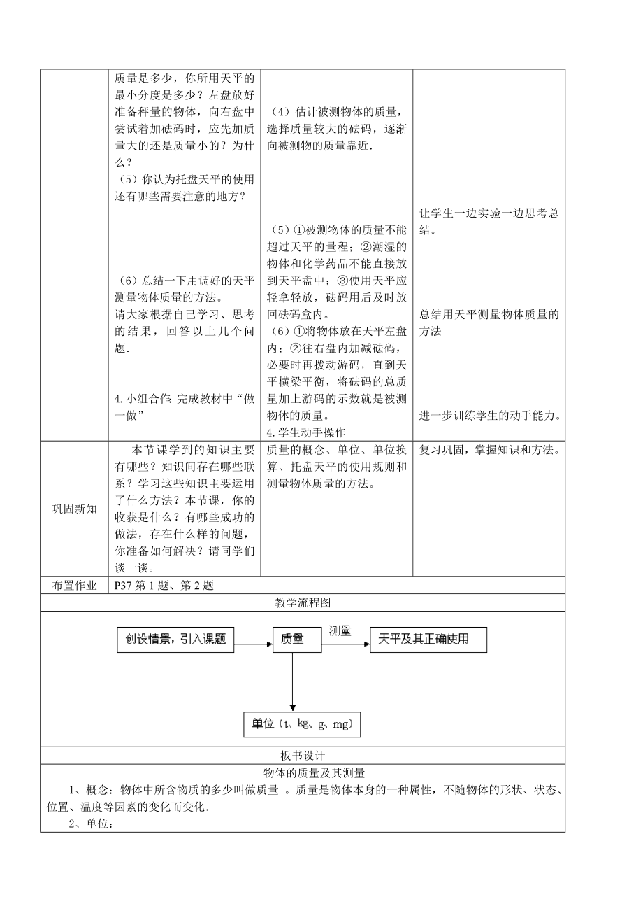 北师大版《2.2物体的质量及其测量》教学设计_第4页