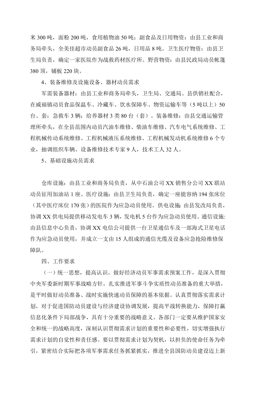 XX县经济动员军事需求预案_第3页