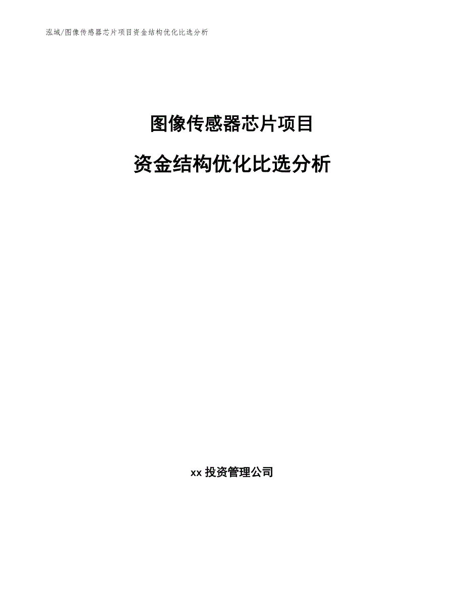 图像传感器芯片项目资金结构优化比选分析（参考）_第1页