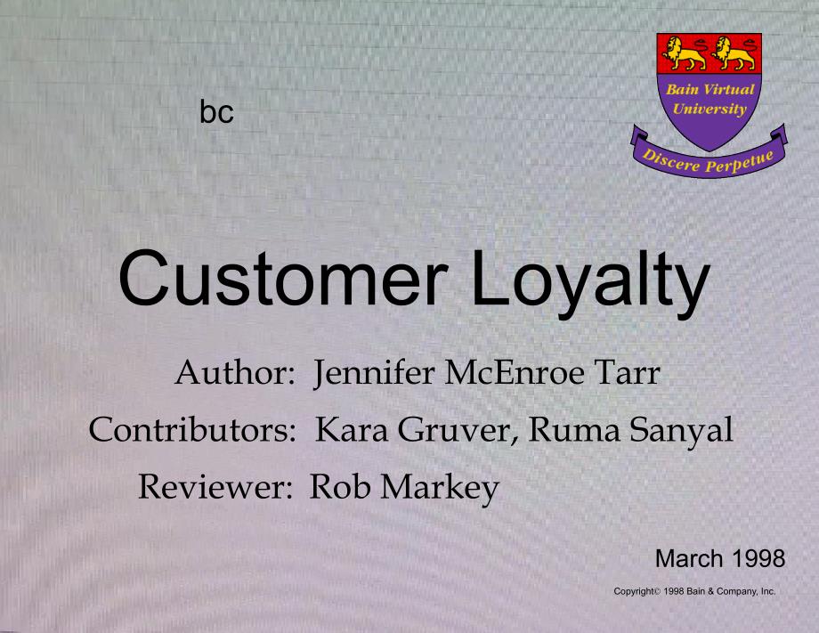 贝恩咨询市场营销-customerloyalty_第1页