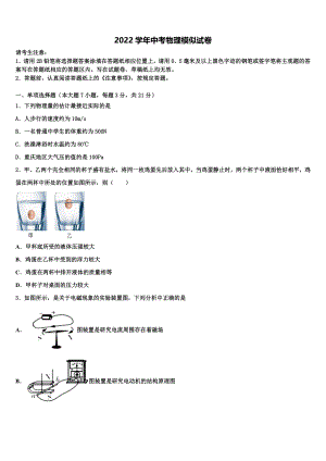 2022届安徽省“六校联盟”中考物理猜题卷（含答案解析)