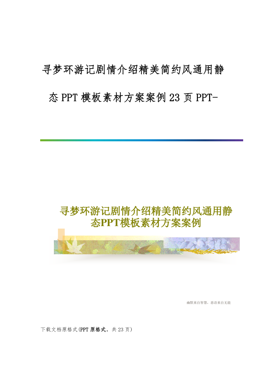 寻梦环游记剧情介绍精美简约风通用静态模板素材方案案例23页_第1页