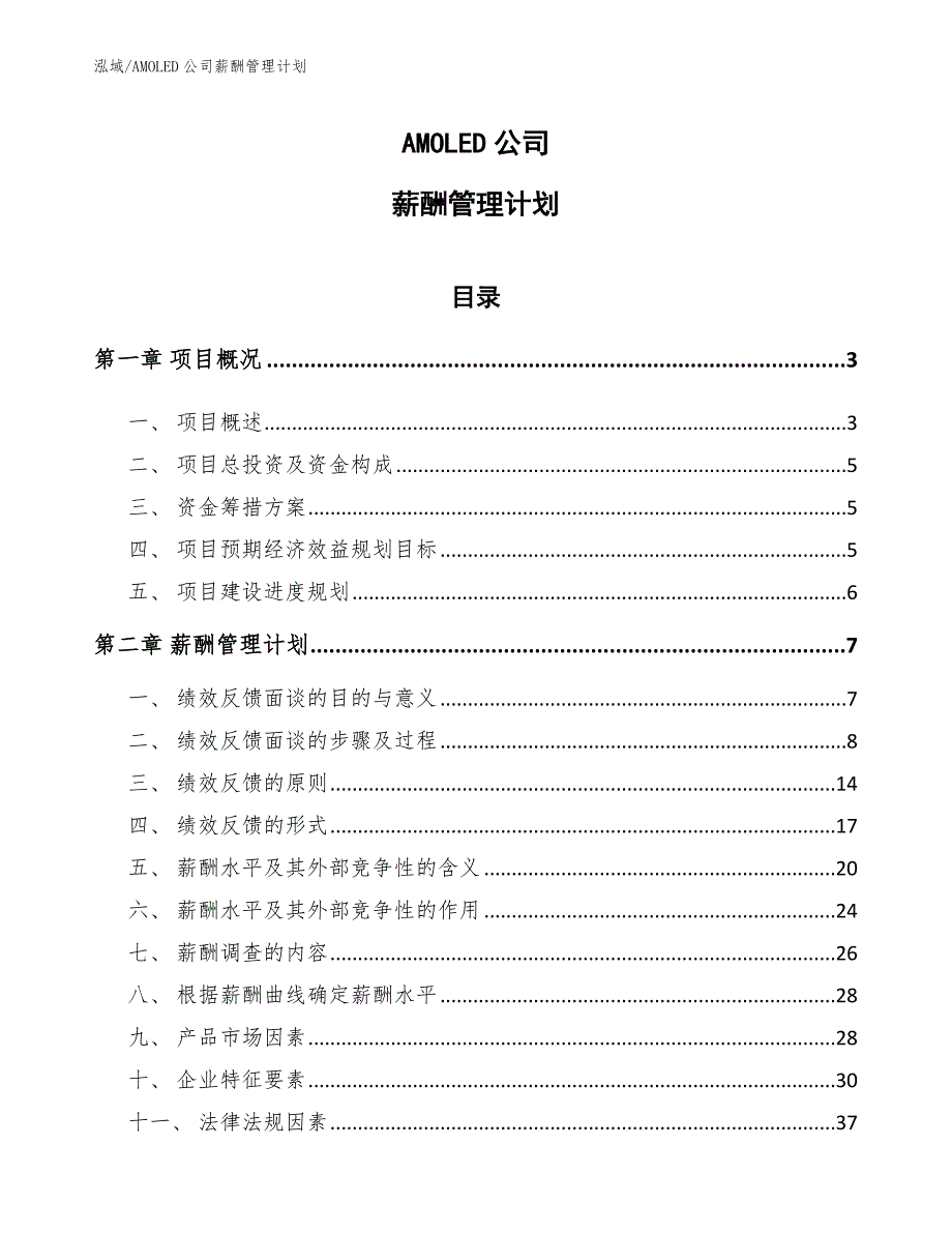 AMOLED公司薪酬管理计划【范文】_第1页