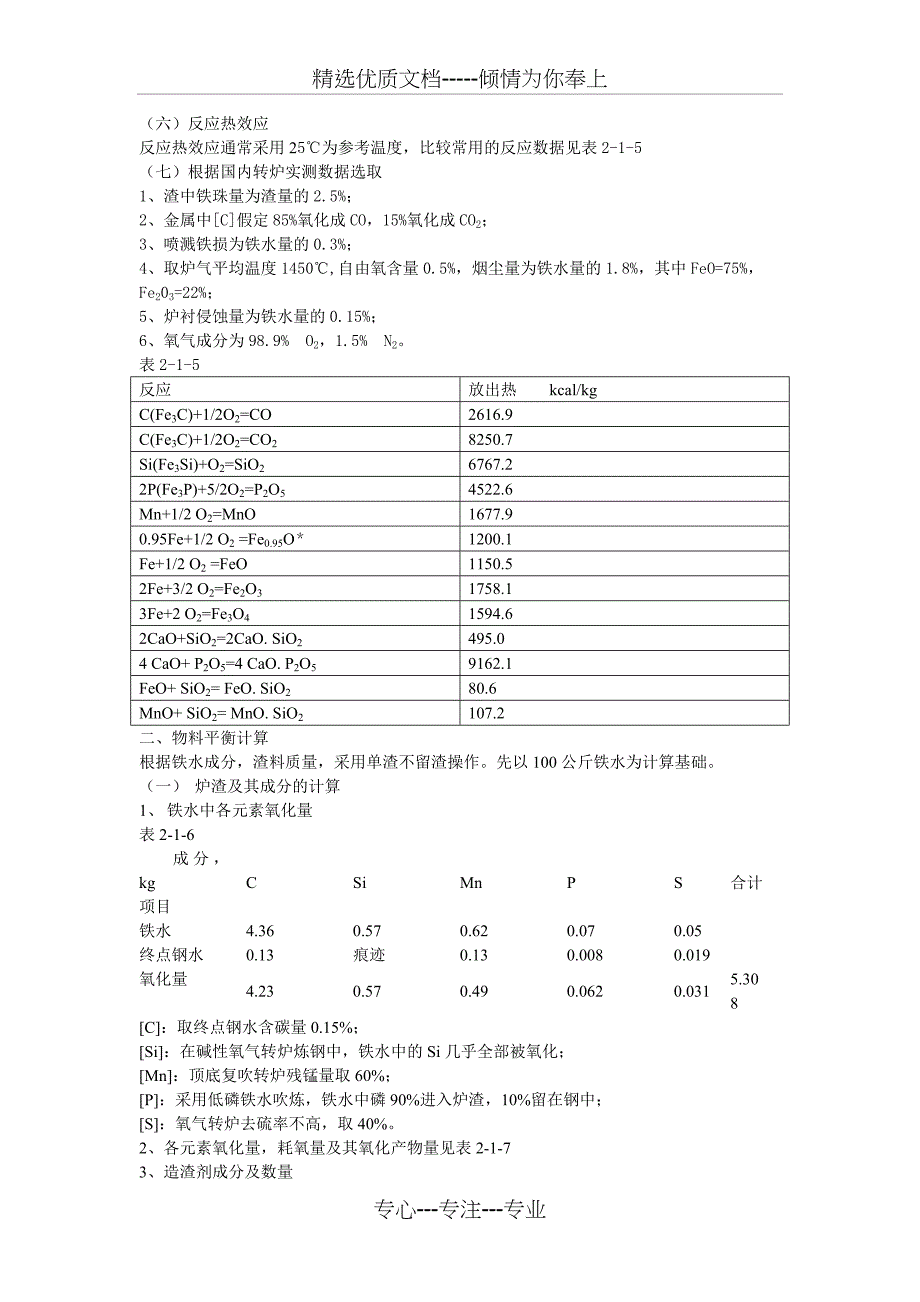 转炉炼钢物料平衡和热平衡计算模板_第2页