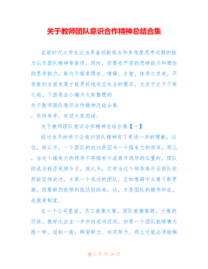 关于教师团队意识合作精神总结合集