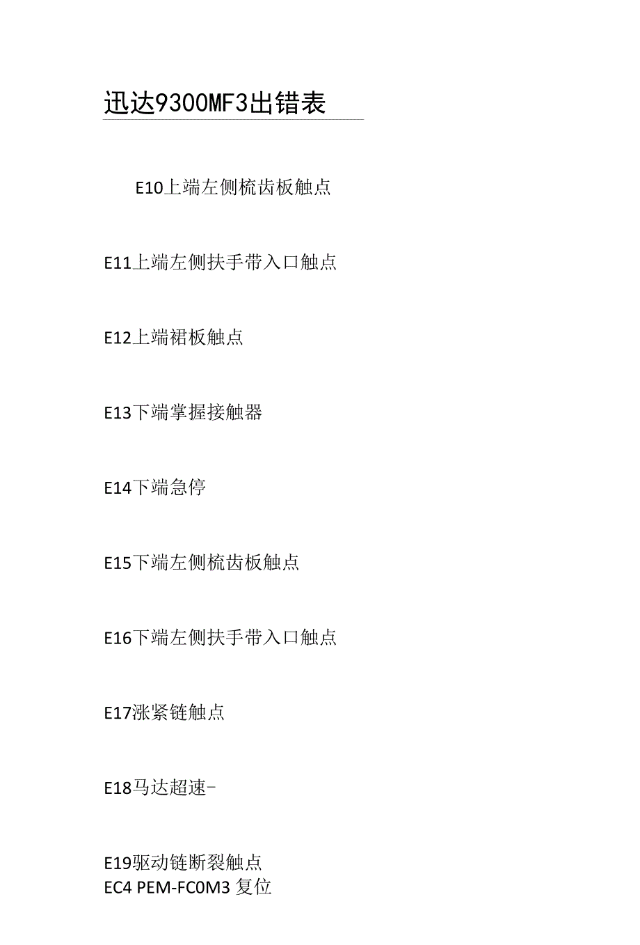 迅达930OMF3出错表_第1页