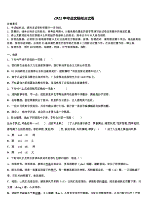 2022学年广东省深圳市翠园初级中学毕业升学考试模拟卷语文卷(含答案解析）