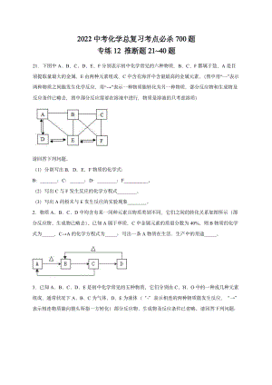 2022 中考化学重难点专题突破训练12