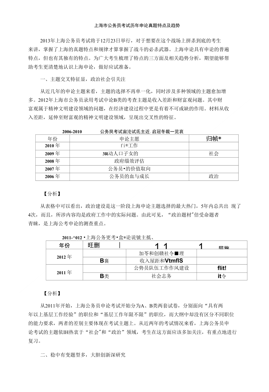 真题集--上海市公务员考试历年申论真题特点及趋势_第1页
