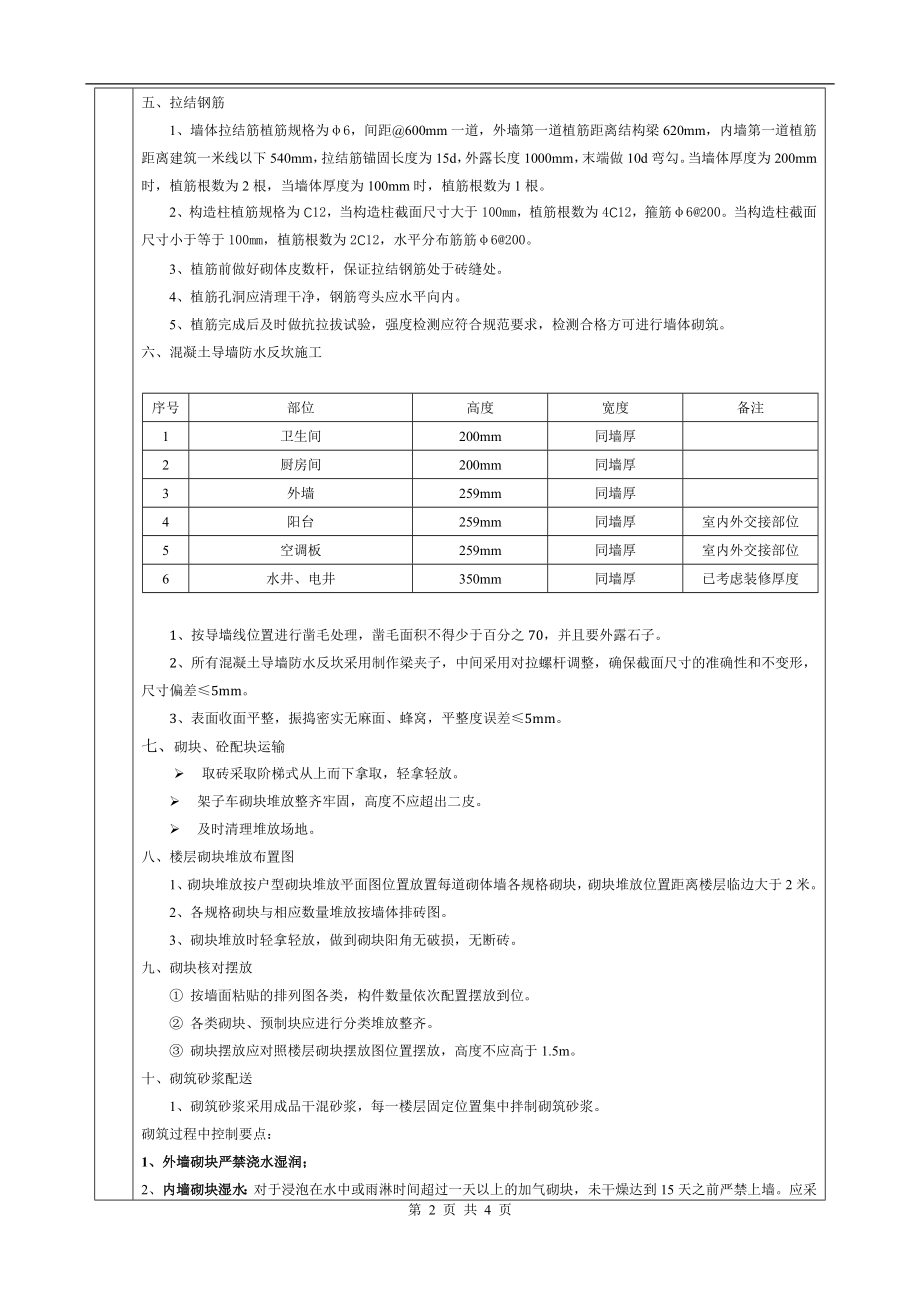 肥西县安置房砌体工程技术交底_第2页