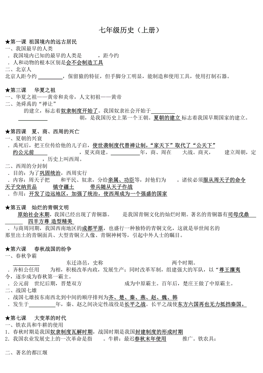 初中历史：考点大全_第1页