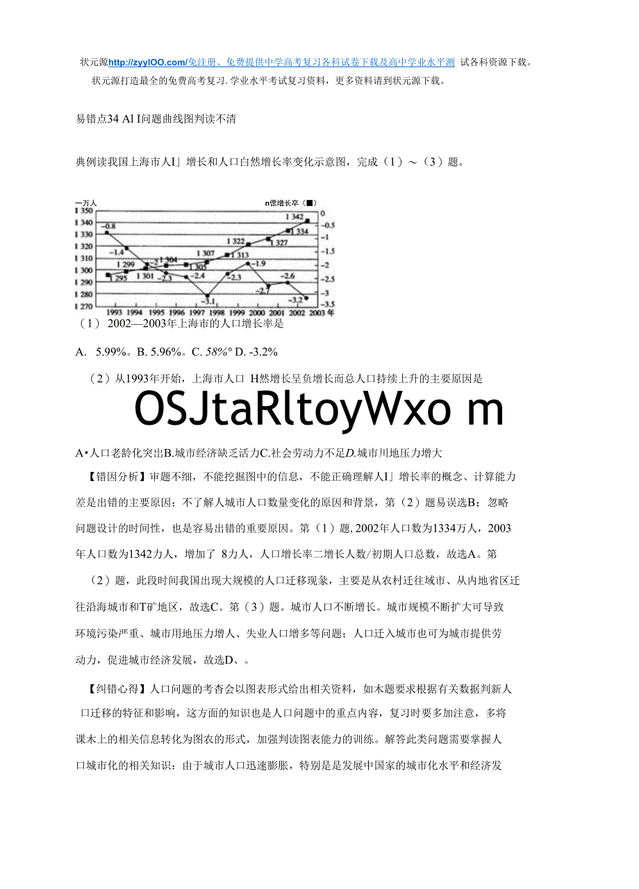 高考地理基础能力60例纠错典例 人文地理（上）_第1页
