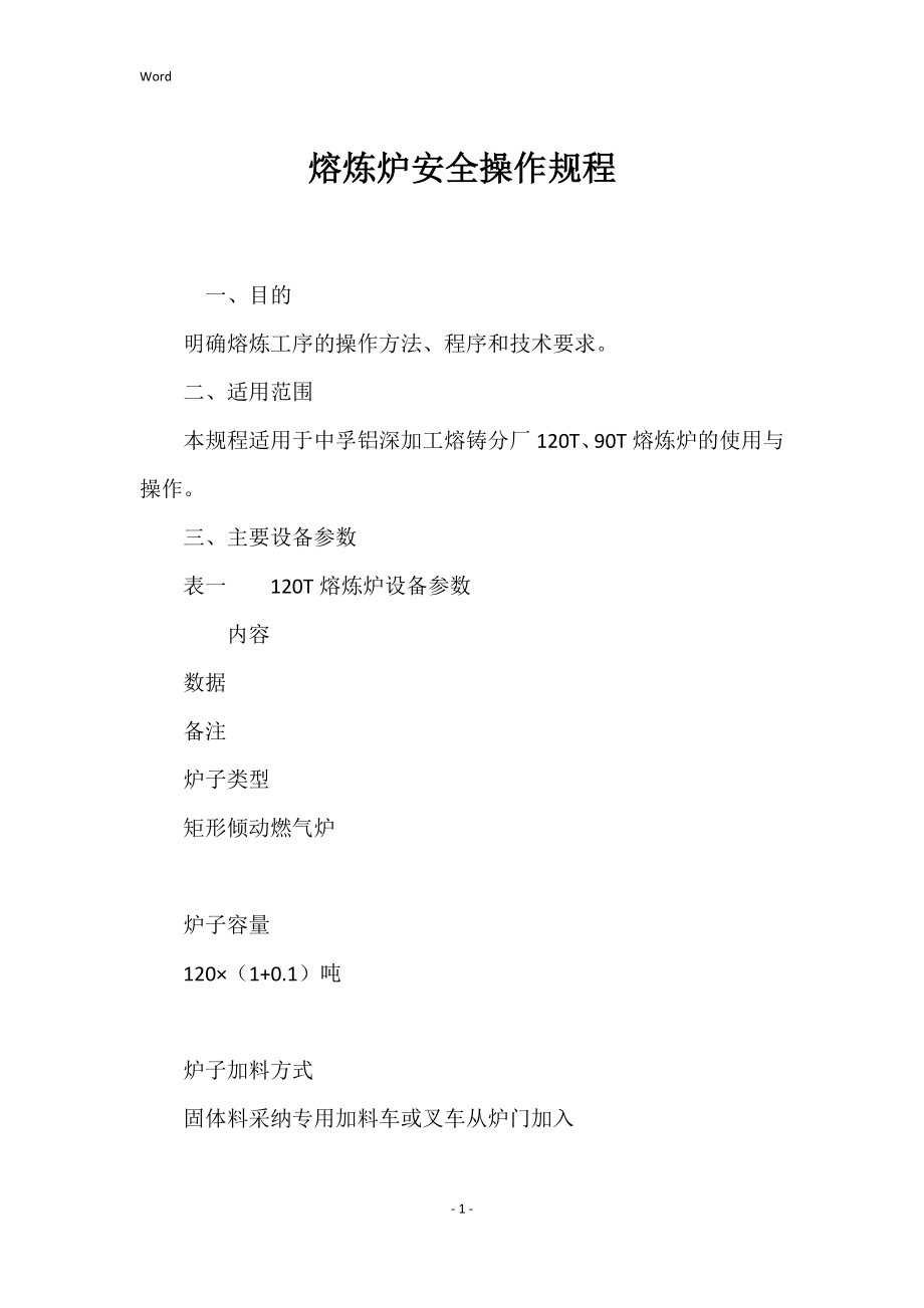 熔炼炉安全操作的规程_第1页