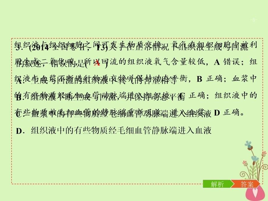 2018版高考生物二轮复习 第一部分 专题十 人体的内环境与稳态课件 新人教版_第5页