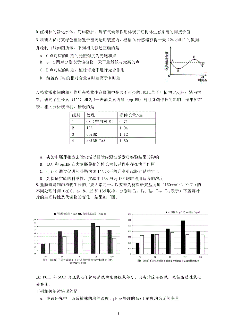 2022届广东省惠州市高三下学期高考一模考试生物试题_第2页