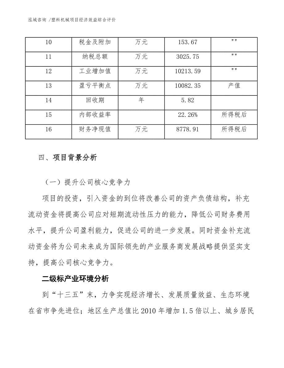 塑料机械项目经济效益综合评价-（参考范文）_第5页