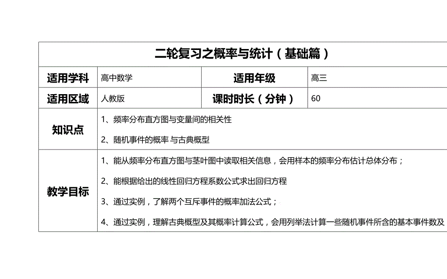 二轮复习之概率与统计(基础篇)_第1页