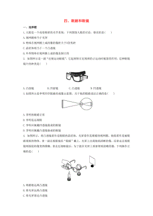 2019-2020学年八年级物理下册 第六章 常见的光学仪器 四 眼睛和眼镜作业设计 （新版）北师大版