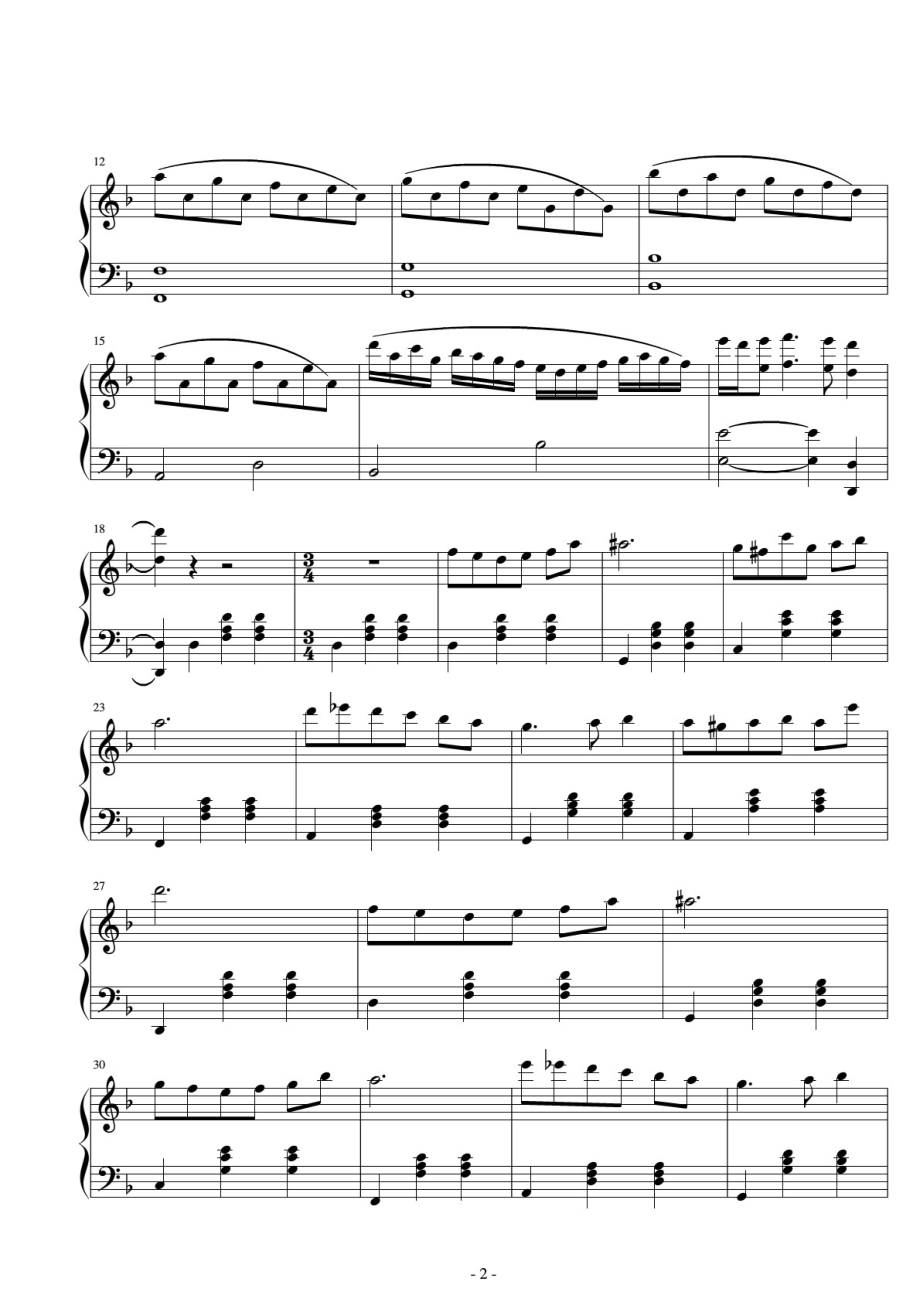 蝴蝶姬-肖邦 原版 正谱 五线谱 钢琴谱 声乐考级谱_第2页