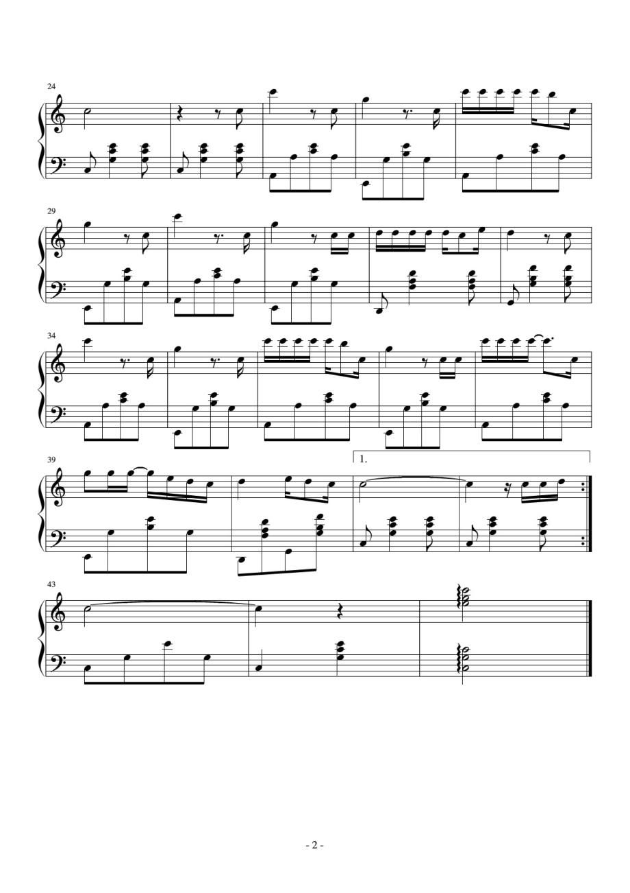 爱的代价 钢琴谱 原版 正谱 五线谱 钢琴谱 声乐考级谱_第2页