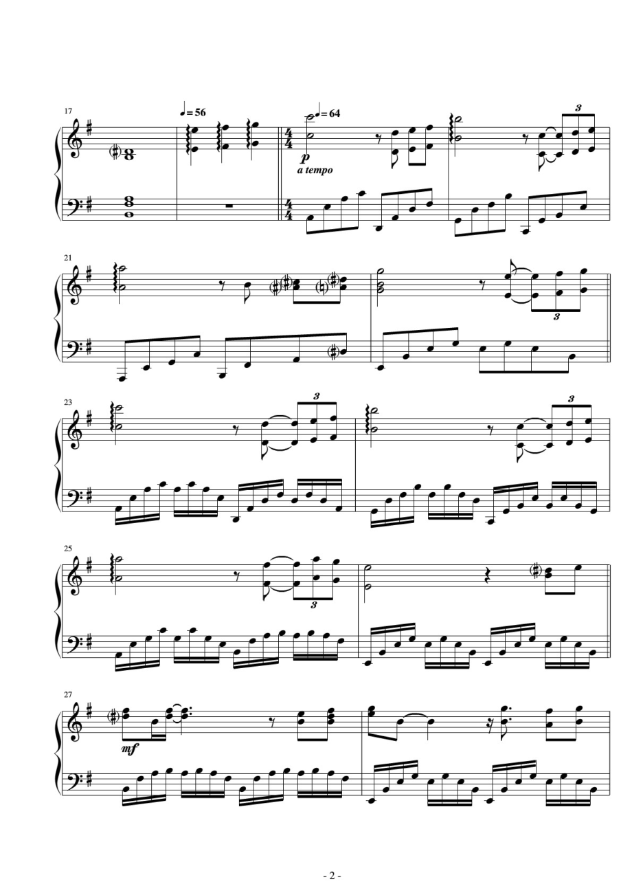 落叶 克菜德曼 钢琴谱 原版 正谱 五线谱 钢琴谱 声乐考级谱_第2页