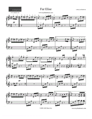 献给爱丽丝(带详细指法) 原版 正谱 五线谱 钢琴谱 声乐考级谱
