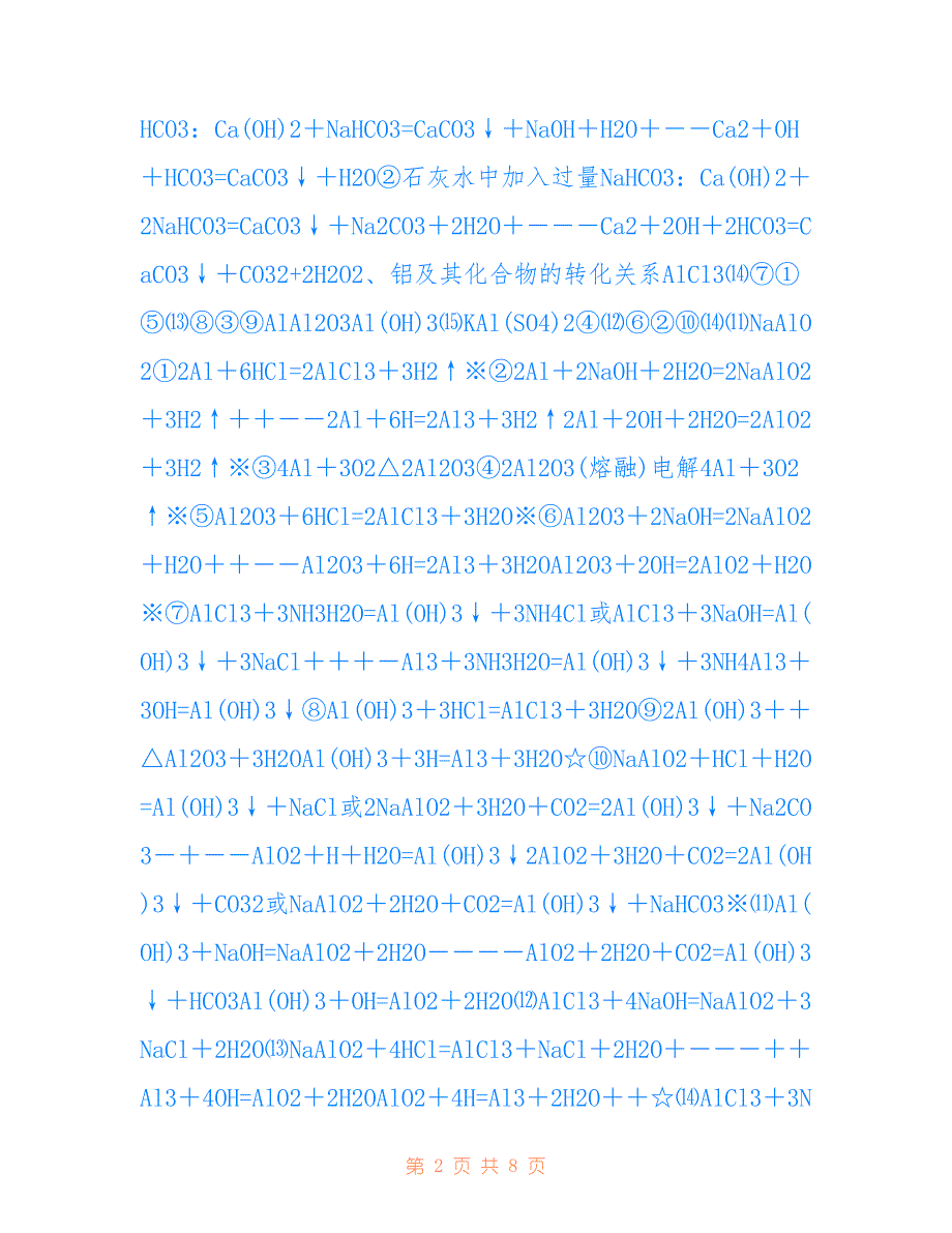 高一上学期化学方程式总结参考_第2页