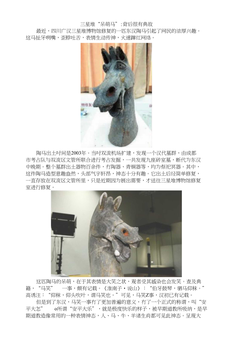三星堆“呆萌马”背后很有典故_文化宗教_人文社科_专业资料_第1页