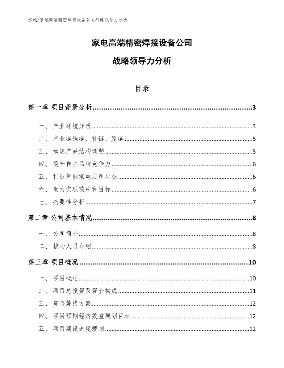 家电高端精密焊接设备公司战略领导力分析【参考】_第1页