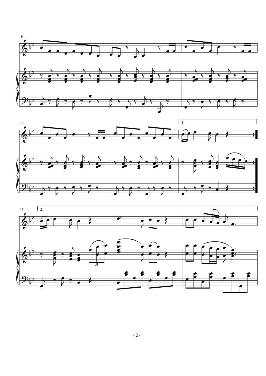 爱我中华 钢琴谱 原版 正谱 五线谱 钢琴谱 声乐考级谱_第2页
