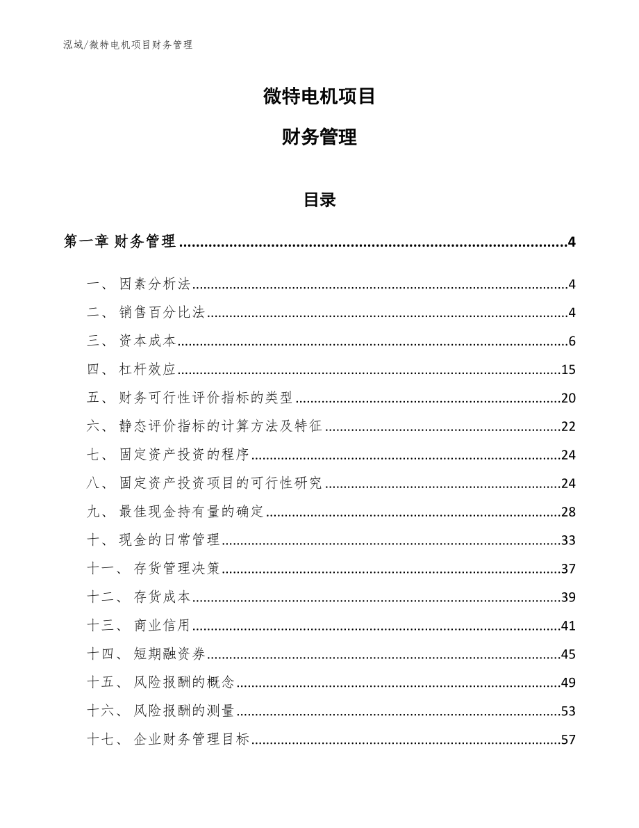 微特电机项目财务管理【参考】_第1页