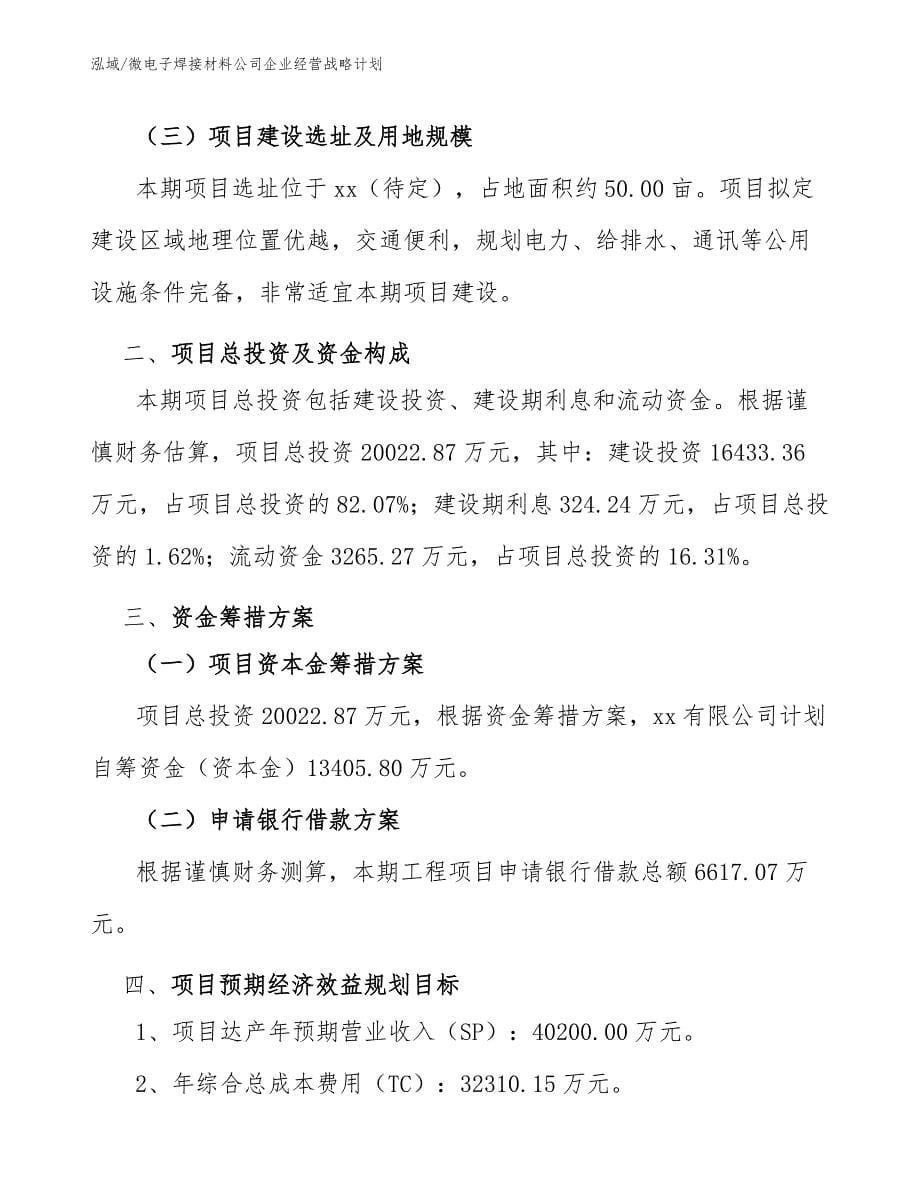 微电子焊接材料公司企业经营战略计划【参考】_第5页