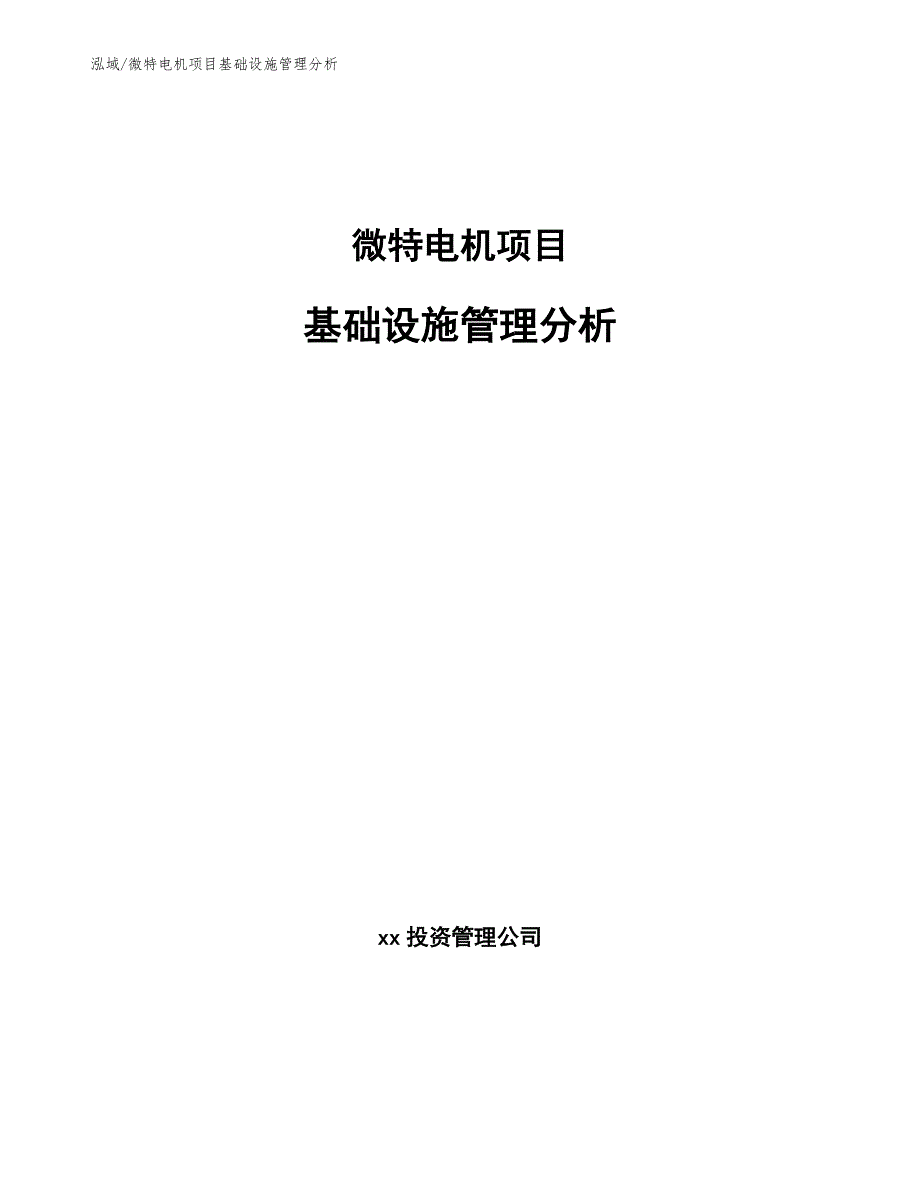 微特电机项目基础设施管理分析（范文）_第1页