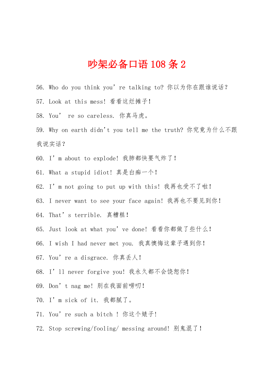 吵架必备口语108条2_第1页