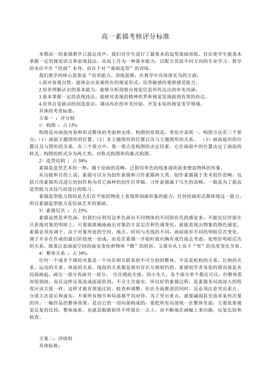 高一素描考核评分标准(10)_第1页