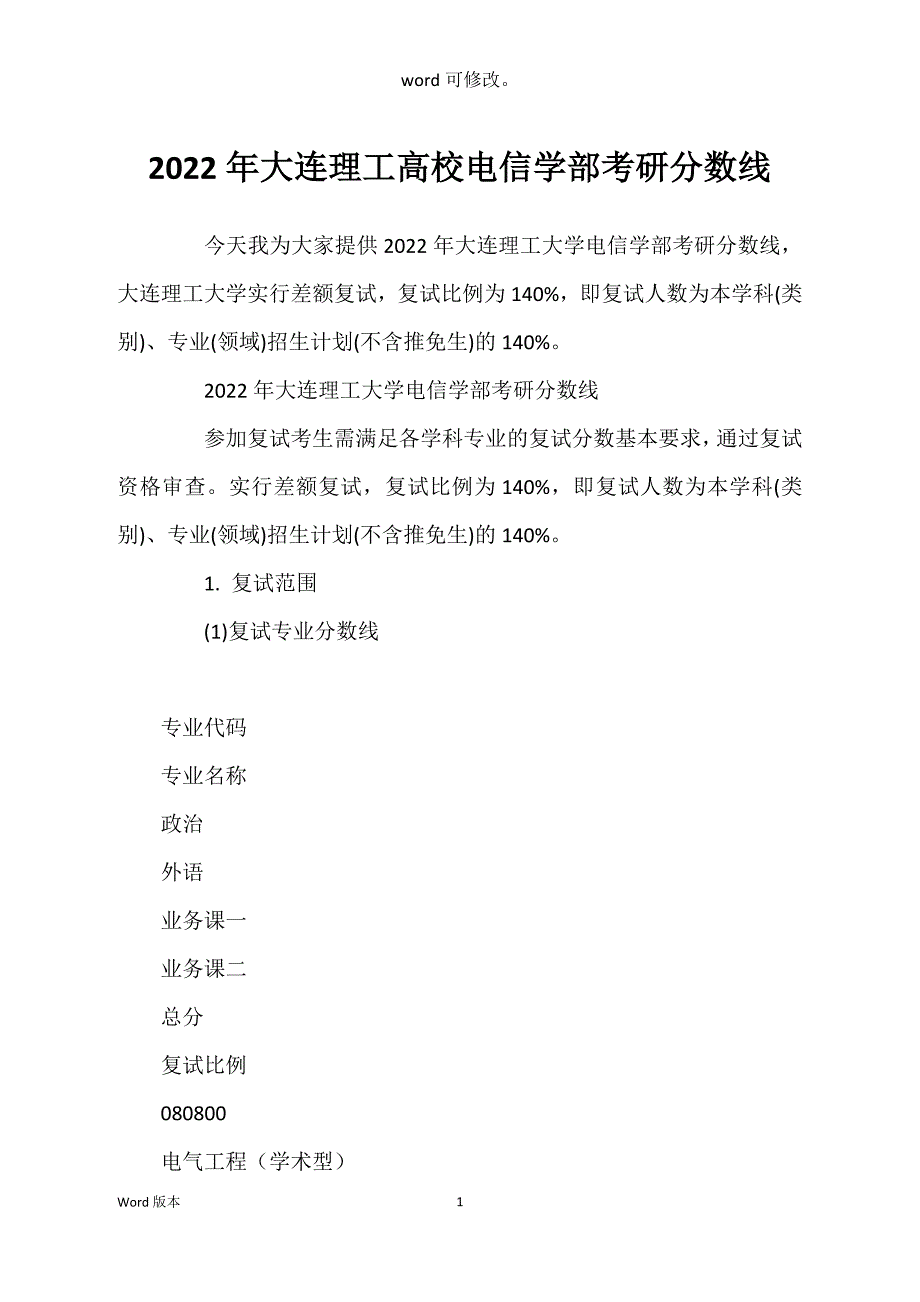 2022年大连理工高校电信学部考研分数线_第1页