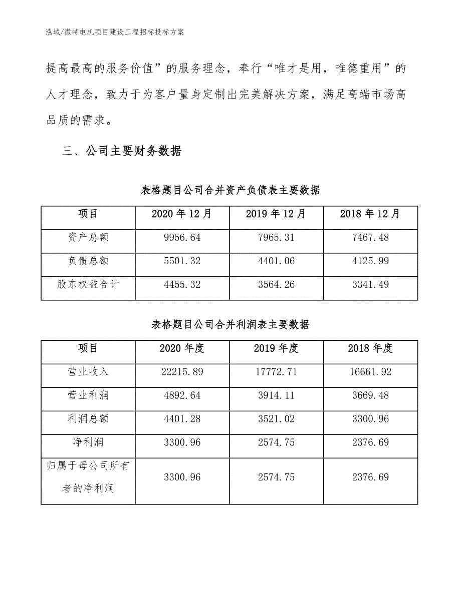 微特电机项目建设工程招标投标方案（范文）_第5页