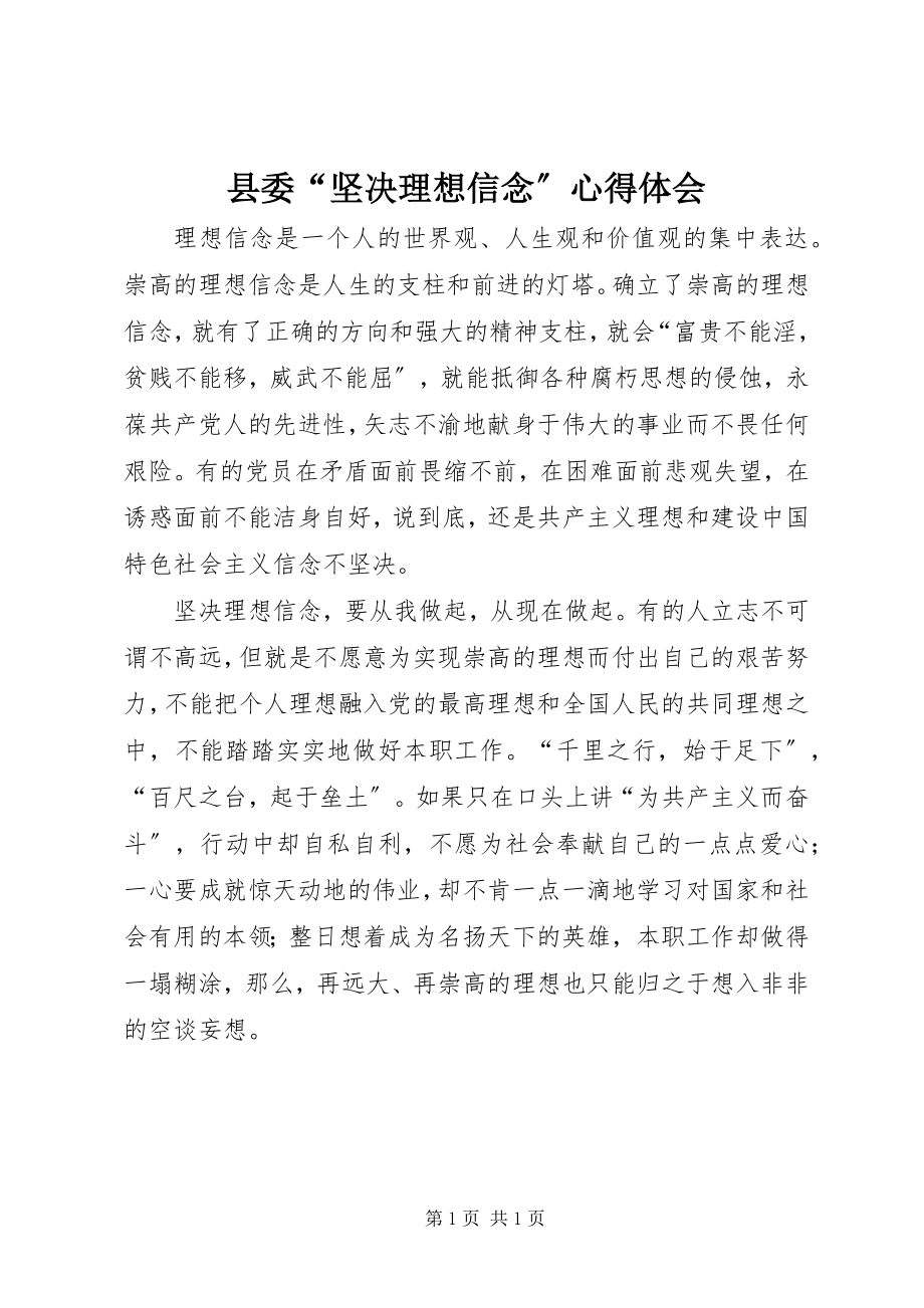 2022年县委“坚定理想信念”心得体会_第1页