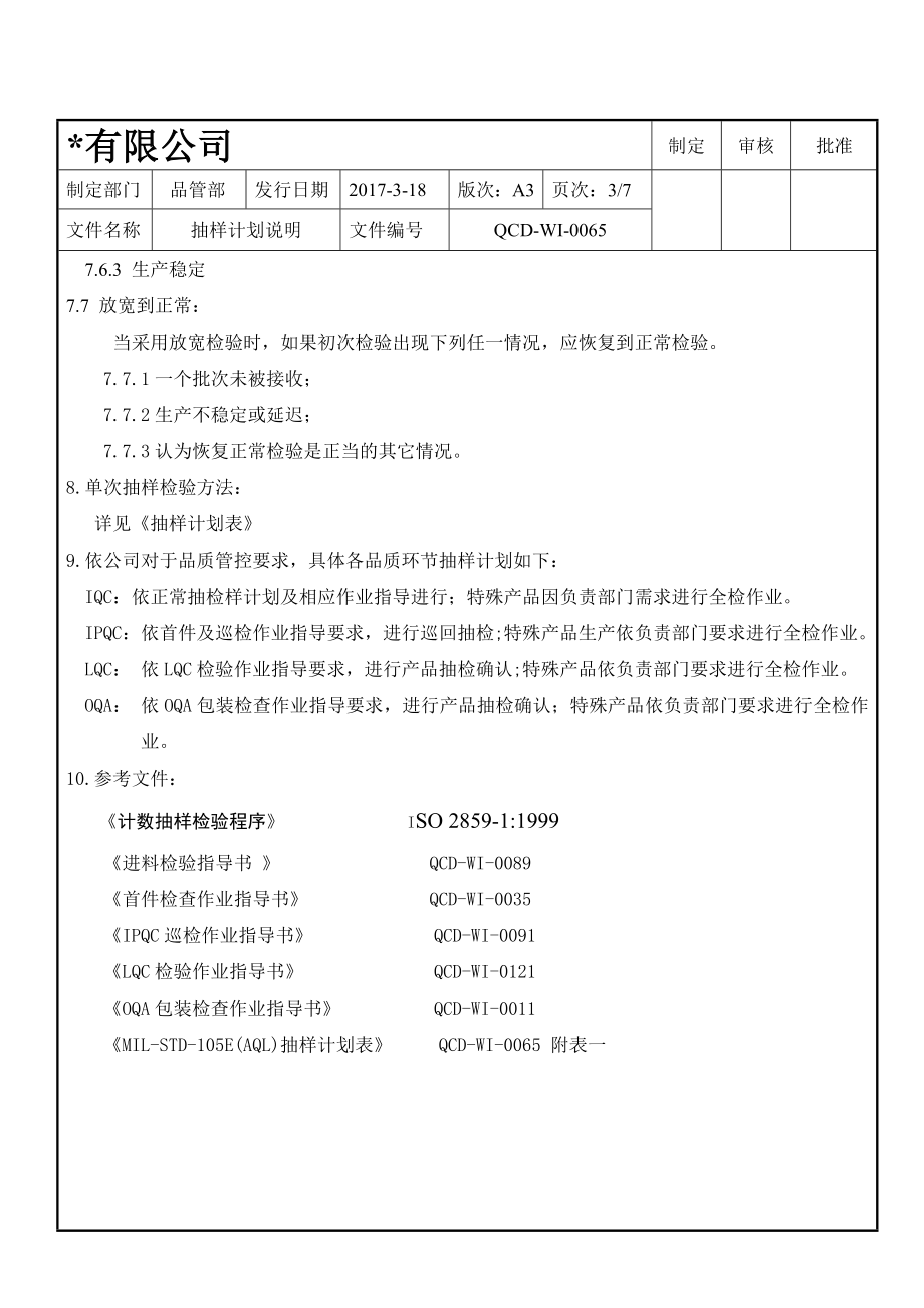 MIL-STD-105E(AQL)抽样计划表说明_第3页