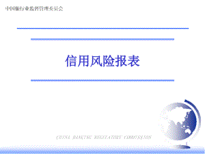 银行业非现场监管报表体系之信用风险报表讲座