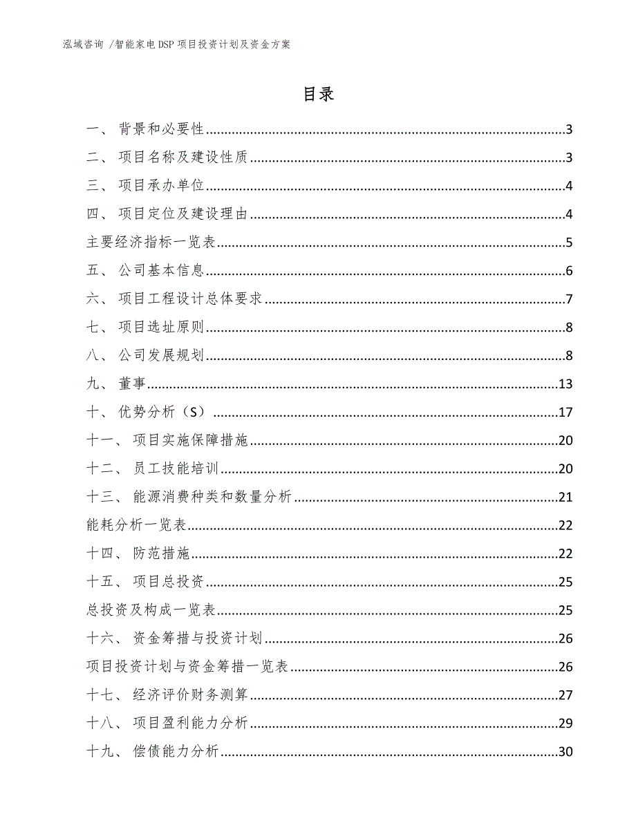 智能家电DSP项目投资计划及资金方案【范文参考】_第1页