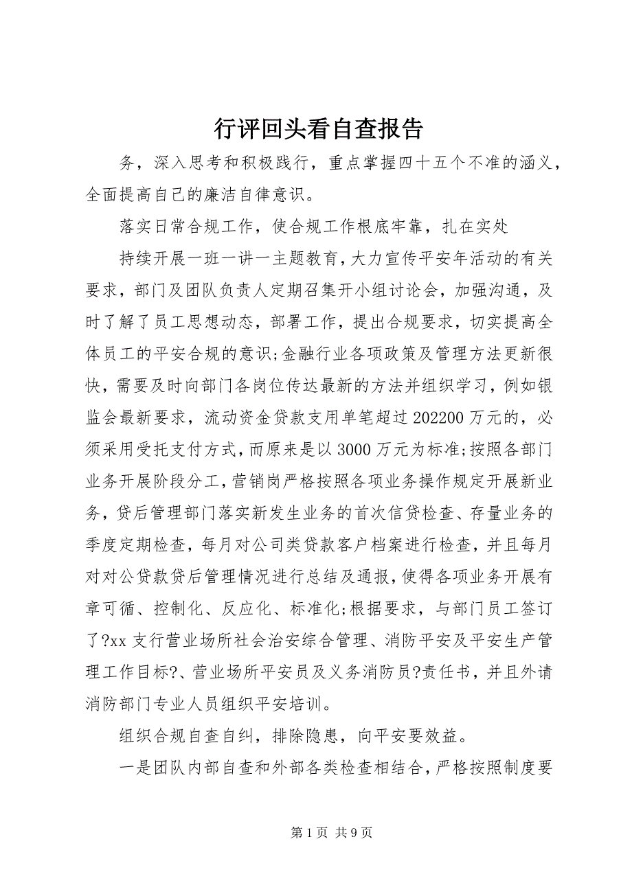 2022年行评回头看自查报告_第1页