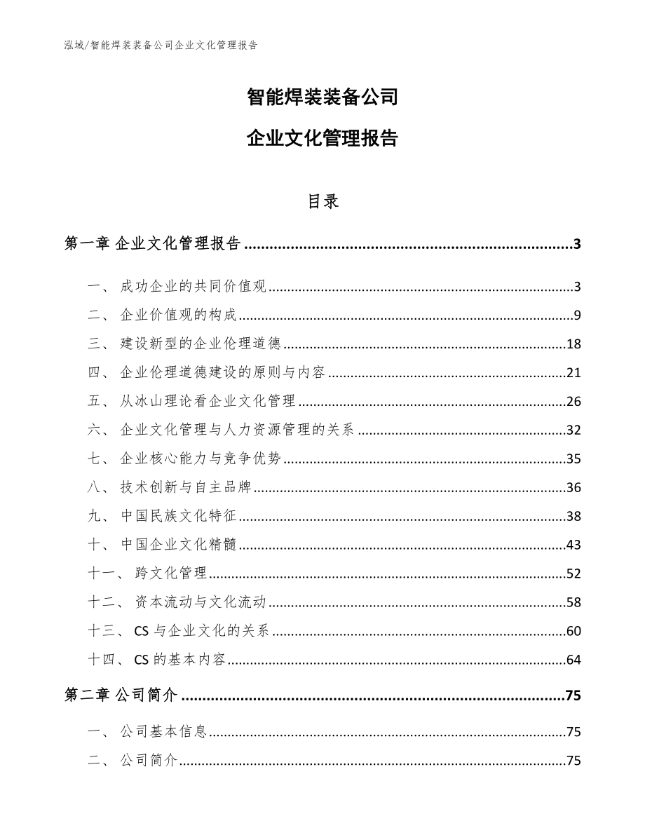 智能焊装装备公司企业文化管理报告（参考）_第1页