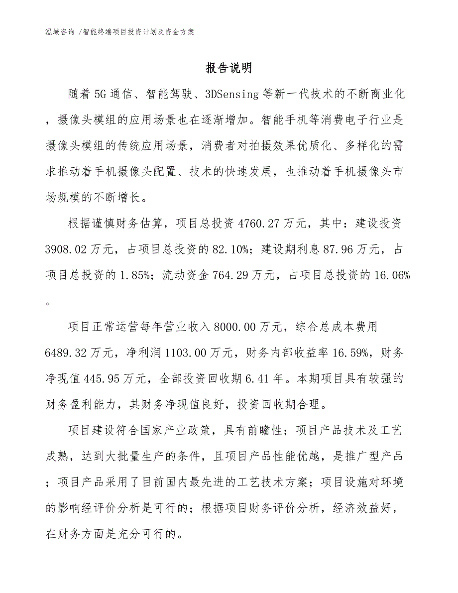 智能终端项目投资计划及资金方案_第2页