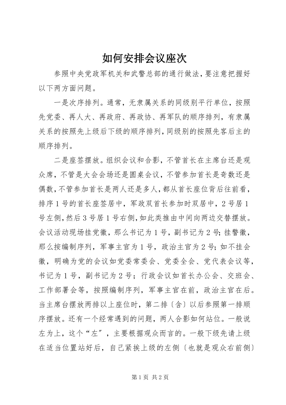 2022年如何安排会议座次_第1页