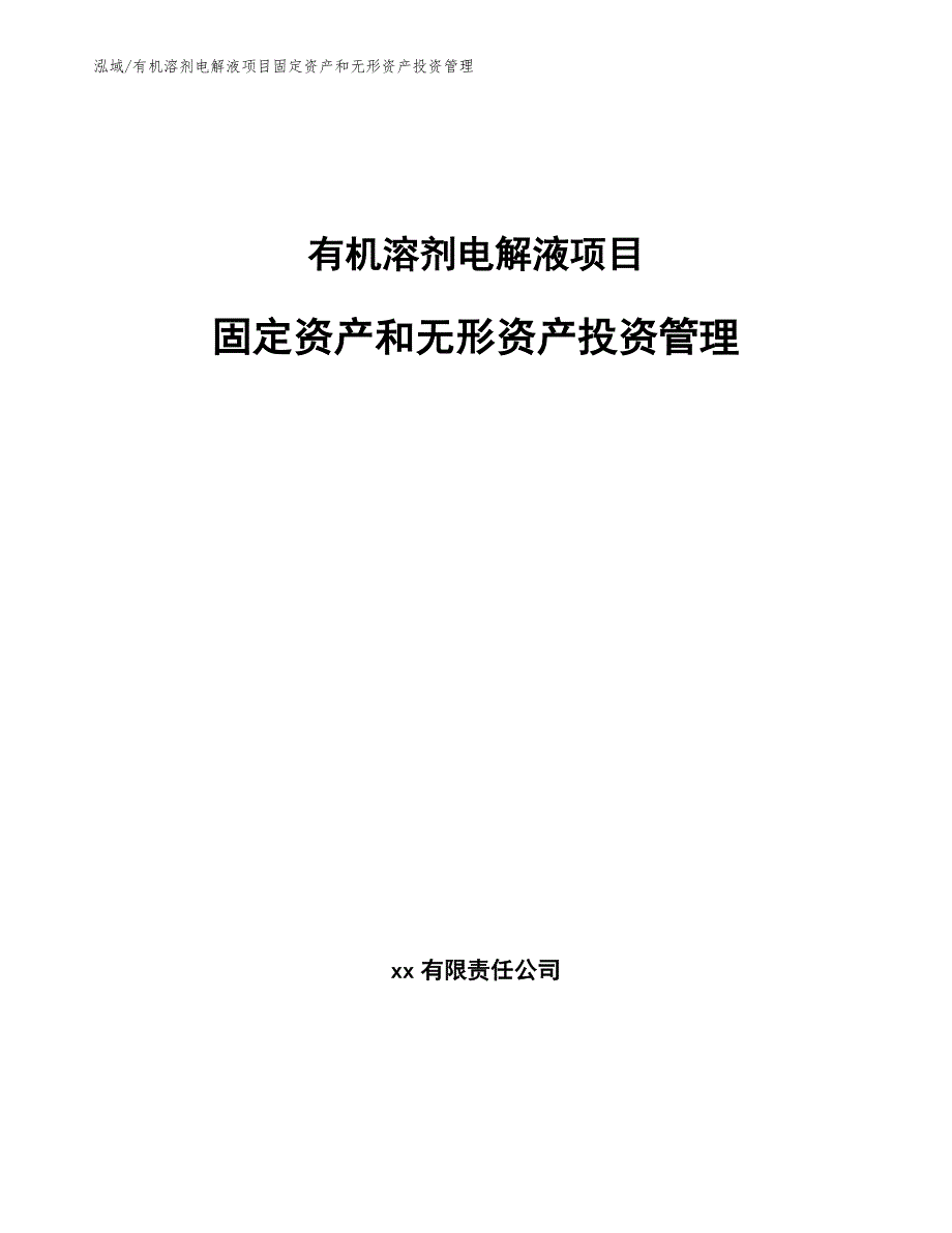 有机溶剂电解液项目固定资产和无形资产投资管理_第1页