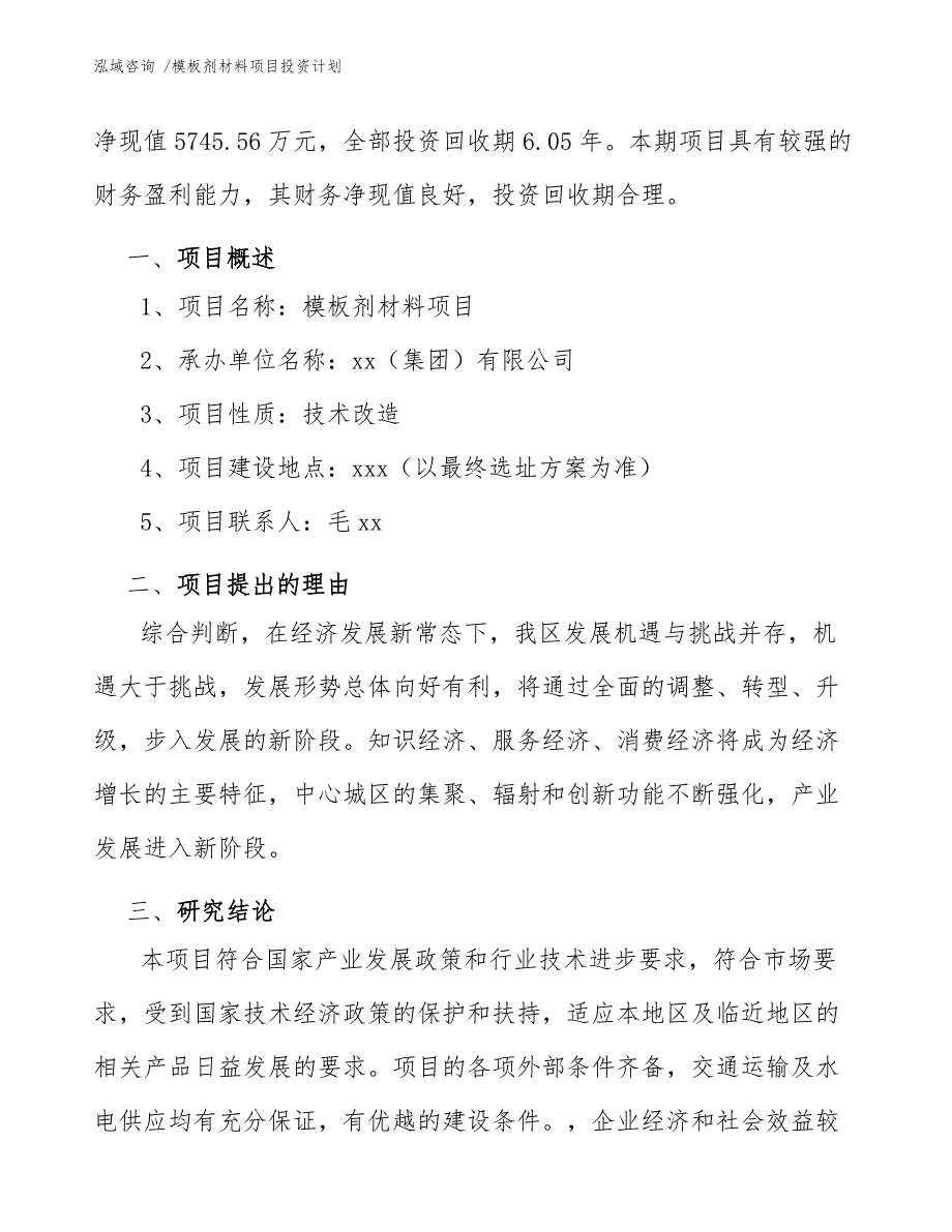 模板剂材料项目投资计划-参考模板_第3页