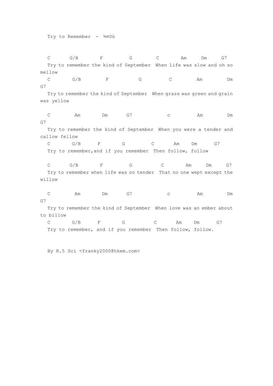 Try to Remember吉他谱_第1页