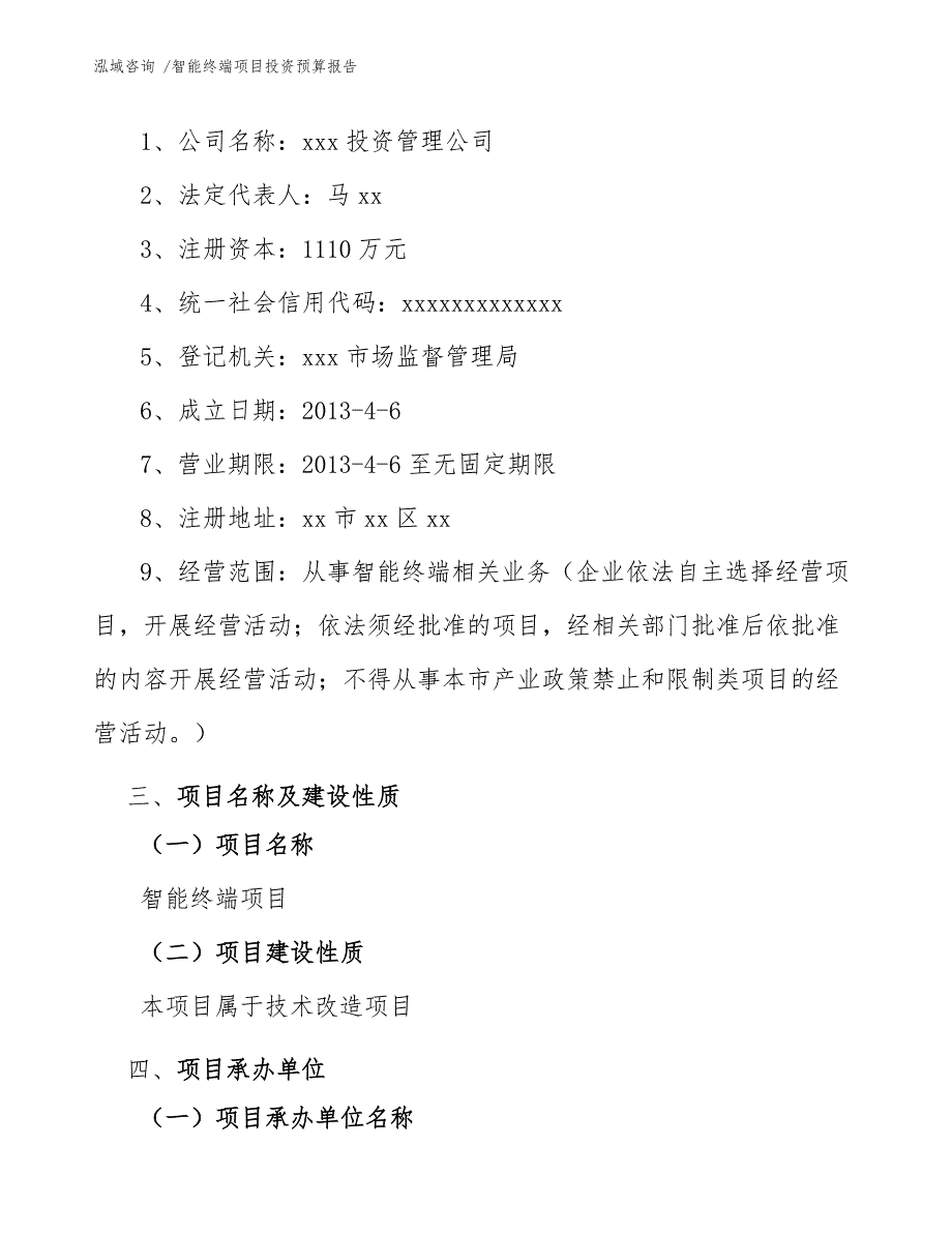 智能终端项目投资预算报告参考模板_第4页